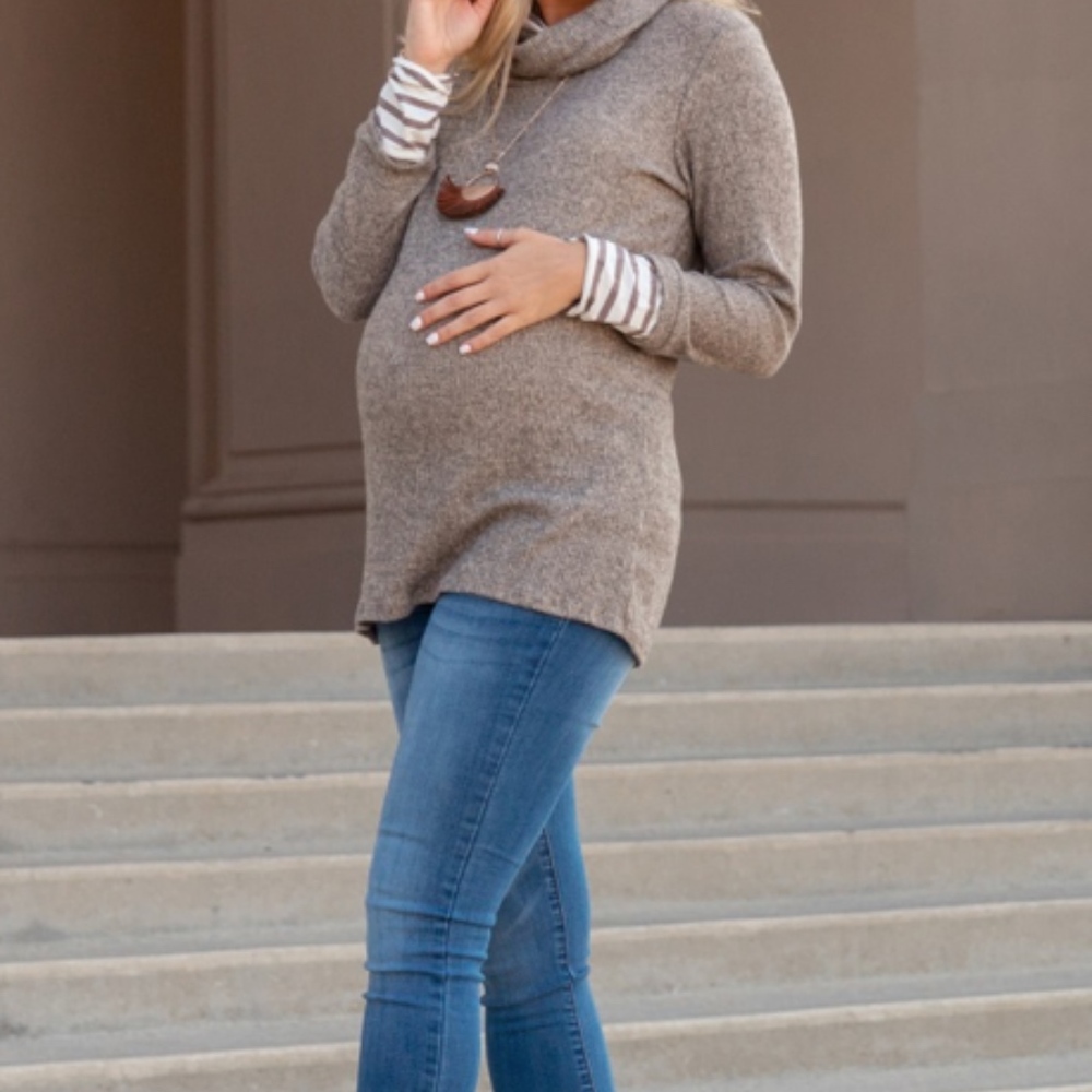 Striped Cowl Neck Sweater